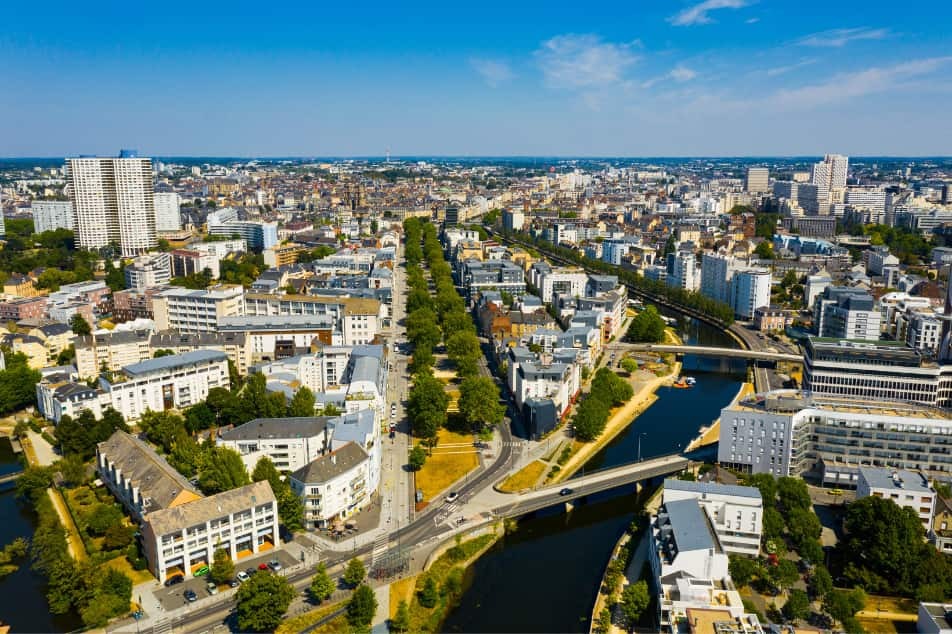 Vue aérienne de la ville de Rennes